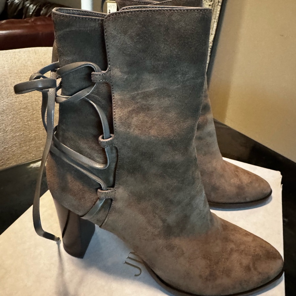 Jimmy Choo Dark Brown Suede Heeled Boots - Picture 5 of 9